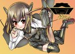  bad_id bad_pixiv_id blush bow_(weapon) brown_hair crossbow hair_ornament headband kantai_collection long_sleeves orange_eyes short_hair smile solo taihou_(kantai_collection) tokita_monta weapon 