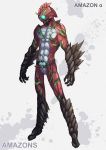  arm_blade armor belt claws compound_eyes fins green_eyes helmet highres horns kamen_rider kamen_rider_amazon_alpha kamen_rider_amazons monster mugi30007073 no_humans open_mouth red_skin rider_belt scar scar_across_eye solo weapon 