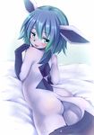  :p animal_ears ass back bad_id bad_nicoseiga_id bangs blue_eyes blush furry gen_4_pokemon glaceon green_hair kagerofu looking_back lying nude on_stomach personification pokemon short_hair sidelocks solo tail tongue tongue_out 
