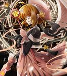  absurdres ahoge bad_id bad_pixiv_id brown_hair cardcaptor_sakura closed_eyes clow_card fumiko_(miruyuana) gloves hat highres hoshi_no_tsue kinomoto_sakura magic_circle pink_gloves pink_hat profile short_hair solo star wand wings 