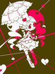  boots bow dress drill_hair earrings eyepatch frills hair_bow harime_nui heart j6u6li jewelry kill_la_kill long_hair smile solo tegaki twin_drills twintails umbrella 