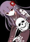  akidenmania black_background dokurohime long_hair looking_at_viewer original simple_background skull smile solo 