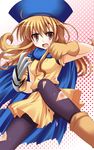  akane_souichi alena_(dq4) bruise cape claws dragon_quest dragon_quest_iv injury orange_hair pantyhose skirt solo torn_clothes torn_legwear yellow_skirt 