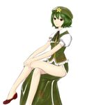  bad_id bad_pixiv_id china_dress chinese_clothes cosplay crossed_legs dress geike green_hair hat hong_meiling hong_meiling_(cosplay) kazami_yuuka red_eyes sitting solo star touhou 