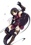  absurdly_long_hair armpits black_hair elbow_gloves face fundoshi gloves hands japanese_clothes koihime_musou long_hair ninja red_eyes shuutai sketch solo sword takase_hironori thigh_strap thighhighs very_long_hair weapon 