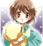  bad_id bad_pixiv_id brown_eyes brown_hair clannad dango_daikazoku okazaki_ushio overalls shima_(6land) short_hair solo 