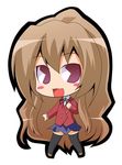  :3 aisaka_taiga blush brown_hair chibi long_hair lowres oohashi_high_school_uniform pac-man_eyes purple_eyes school_uniform smile solo suntail thighhighs toradora! very_long_hair zettai_ryouiki 