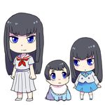  age_progression baby blue_eyes child kill_la_kill kiryuuin_satsuki long_hair multiple_girls multiple_persona skirt uri_(uryu002) 