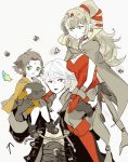  1boy 2girls blush boots breasts cape carrying carrying_over_shoulder chiki choker cleavage collarbone commentary_request dress fa facial_mark fire_emblem fire_emblem:_fuuin_no_tsurugi fire_emblem:_kakusei fire_emblem_heroes forehead_mark gimurei gloves green_eyes greyscale hair_ornament hair_ribbon highres jewelry long_hair male_my_unit_(fire_emblem:_kakusei) mamkute medium_breasts monochrome multiple_girls my_unit_(fire_emblem:_kakusei) nintendo open_mouth person_carrying pointy_ears ponytail red_choker red_dress red_eyes red_footwear red_gloves ribbon sasaki_(dkenpisss) short_hair signature spot_color white_hair yellow_dress 