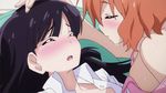  2girls animated animated_gif black_hair face_licking kanzaki_mitsuki kotobuki_hiyori licking multiple_girls red_hair saikin_imouto_no_yousuga_chotto_okashiindaga yuri 