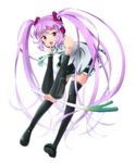  :o black_legwear black_skirt boots cosplay detached_sleeves full_body hatsune_miku hatsune_miku_(cosplay) leaning_forward long_hair miyato000 necktie pleated_skirt purple_eyes purple_hair sidelocks skirt solo sophie_(tales) spring_onion tales_of_(series) tales_of_graces thigh_boots thighhighs twintails vocaloid white_background 