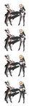  2girls absurdres assault_rifle bangs black_eyes black_footwear black_gloves black_hair black_legwear black_panties blonde_hair blue_eyes bow breath dildo dress dress_lift eyebrows_visible_through_hair fingerless_gloves g36_(girls_frontline) girls_frontline gloves gun h&amp;k_g36 hair_bun happening18 high_heels highres holding holding_gun holding_weapon maid maid_dress maid_headdress medium_hair multiple_girls navel open_mouth panties purple_gloves red_lips rifle simple_background standing strap-on sweat sweatdrop thighhighs underwear weapon white_background 