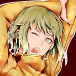  bad_id bad_pixiv_id blonde_hair bruce_lee's_jumpsuit green_eyes huang_baoling nakagawa_(khr_kg) one_eye_closed short_hair solo tiger_&amp;_bunny yawning 