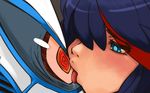  @_@ black_hair blue_eyes blush demstouts highlights junketsu kill_la_kill licking living_clothes matoi_ryuuko multicolored_hair orange_eyes sexually_suggestive 