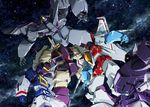  arm_cannon astrotrain blitzwing decepticon emblem mecha no_humans oldschool robot ryuuichirou_(haineken) science_fiction shockwave_(transformers) soundwave space star_(sky) starscream transformers weapon zero_gravity 