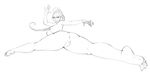  1girl anus ass braid breasts capcom crimson_viper glasses jumping large_breasts lips lm_(legoman) long_hair milf monochrome nipples nude pompadour pussy single_braid sketch solo split street_fighter toes uncensored 