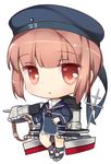  chibi clothes_writing dress gun hat kantai_collection red_eyes red_hair rei_(rei's_room) sailor_collar sailor_dress sailor_hat short_hair simple_background solo weapon white_background z3_max_schultz_(kantai_collection) 