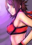  ayame_(tenchu) breasts brown_eyes brown_hair buuzen cosplay folded_ponytail halter_top halterneck hinomoto_reiko medium_breasts rumble_roses solo tenchuu 