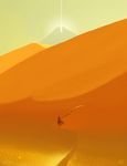  cloak dated desert highres journey mountain no_humans scarf signature size_difference traveler william_niu 