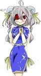  ahoge alternate_costume alternate_hairstyle blazblue chinese_clothes eyepatch nu-13 red_eyes silver_hair 