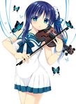  bad_id bad_pixiv_id blue_eyes blue_hair bug butterfly dress hiradaira_chisaki insect instrument long_hair nagi_no_asukara riria_(happy_strawberry) sailor_dress school_uniform serafuku side_ponytail violin 