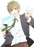  brown_hair free! green_eyes male_focus necktie school_uniform smile solo tachibana_makoto tanshi 