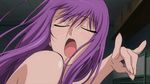  1girl animated animated_gif breasts etou_fujiko highres ichiban_ushiro_no_daimaou large_breasts long_hair nipples purple_hair solo 