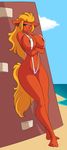  blitza blue_eyes breasts camel_toe edit eeveelution erect_nipples female flareon las_lindas nintendo nipples pok&#233;mon pok&eacute;mon sling_bikini swimsuit unknown_artist video_games wide_hips 