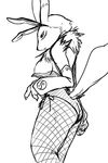  anthro black_sclera blush breasts claws clothed clothing digimon facial_markings female fishnet gloves markings rabbit_ears renamon solo 