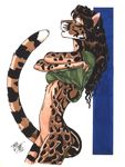  absurd_res anthro feline female hi_res leopard mammal pinup plain_background pose pussy simple_background solo terrie_smith traditional_media undressing white_background 