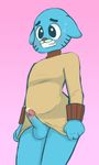  anthro balls blush cat clothing dripping embarrassed erection feline fur gumball_watterson kwaken male mammal nude penis precum solo swear sweater the_amazing_world_of_gumball whiskers young 