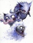  creepy gastly gengar ghost ghosts haunter nightmare_fuel nintendo open_mouth plain_background pok&#233;mon pok&eacute;mon purple_eyes spirit tongue tongue_out unknown_artist video_games white_background 