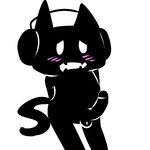  aroused balls blush feline headphones male mammal monstercat penis solo standing unknown_artist 