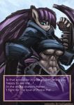  abs anthro anthrofied armor belt blade blue_eyes breasts clothing dialog english_text equine eyeshadow female friendship_is_magic hair horse looking_down makeup mammal maud_pie_(mlp) my_little_pony oblomos pony purple_hair solo standing text under_boob zolombo 
