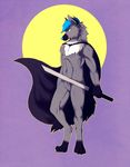 cape grender jerome_blaze male mammal solo sword weapon wolf 