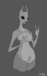  big_breasts black_eyes breasts female lactating lips mass_effect monochrome pussy salarian solo 