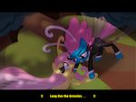  antennae arthropod blue_eyes branch breezie bush dialog duo english_text female fluttershy_(mlp) friendship_is_magic hair insect male my_little_pony outside pink_hair purple_eyes seabreeze_(mlp) text tree wicklesmack wings 