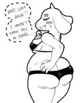  big_butt bikini blush breasts butt caprine english_text female goat mammal monster solo source_request sweat swimsuit text thick_thighs toriel undertale unknown_artist wide_hips 