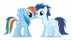  blue_fur coolponyfan138 cutie_mark equine female friendship_is_magic fur green_eyes hair horse licking looking_at_viewer male mammal multi-colored_hair my_little_pony pegasus plain_background pony rainbow_dash_(mlp) rainbow_hair soarin_(mlp) tongue white_background wings wonderbolts_(mlp) 