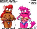  anthro areola big_breasts breasts cat dickgirl drake_fenwick erect_nipples feline female gloves hair huge_breasts intersex mammal misty_mouse misty_the_mouse mouse nipples pink_hair red_hair rodent roxikat topless 