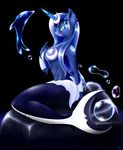  anthro anthrofied black_background blue_eyes blueondrive blumagpie breasts cetacean cleavage clothed clothing dolphin dripping equine female friendship_is_magic horn horse mammal marine mermaid my_little_pony navel plain_background pony princess_luna_(mlp) rock sitting solo water wet 