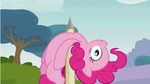  blue_eyes cutie_mark dtkraus english_text equine female friendship_is_magic fur hair horse humor impalement mammal my_little_pony outside pink_fur pink_hair pinkie_pie_(mlp) pole pony text tree what 