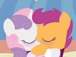  dtcx97 equine female friendship_is_magic fur hair horn horse lesbian mammal my_little_pony orange_fur pegasus pony purple_hair scootaloo_(mlp) sweetie_belle_(mlp) two_tone_hair unicorn white_fur wings young 