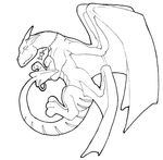  ambiguous_gender apocrypha black_and_white dragon feral furry-specific_piercing jacel monochrome necklace piercing plain_background scalie sleeping solo tail_piercing white_background wings 