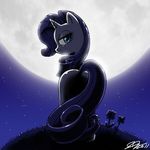  blue_eyes dress equine female friendship_is_magic horn horse john_joseco looking_back mammal moon my_little_pony night pony rarity_(mlp) solo unicorn 