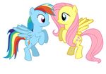  blinking blue_fur blush cutie_mark duo equine female fluttershy_(mlp) flying friendship_is_magic fur green_eyes hair horse horse_tail kissing long_hair mammal multi-colored_hair my_little_pony naroclie pegasus pink_hair pony purple_eyes rainbow_dash_(mlp) rainbow_hair tails wings yellow_fur 