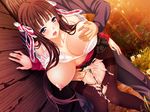  1boy 1girl bra breast_grab breasts clothed_sex cum ejaculation forest game_cg gouin_ni_sareru_to_ureshikute_hajimete_demo... grabbing isse large_breasts long_hair nature nipples outdoors overdose pantyhose purple_eyes sex skirt underwear yuzuki_yui 