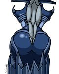  armor big_butt blue_skin butt canastus female grey_hair hair humanoid ice league_of_legends lissandra not_furry pinup plain_background pose riot_games solo transparent_background 