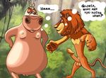  anthro breasts dreamworks erection feline female gloria hippo lion madagascar male mammal penis small_breasts straight 