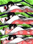  4koma alarm_clock artist_request black_hair clock comic futon houraisan_kaguya japanese_clothes long_hair neet silent_comic sleeping tatami touhou truth 